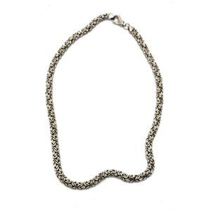Silver Tone Byzantine Style Chain, 16" Lobster Claw